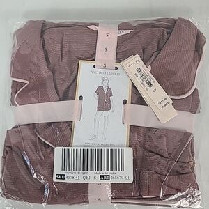 NWT Victoria’s Secret MODAL SHORT PJ SET Pink Gold Stripes Size S MSRP $65
